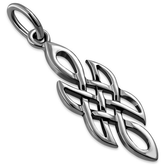 Small Celtic Knot Long Silver Pendant, pn601